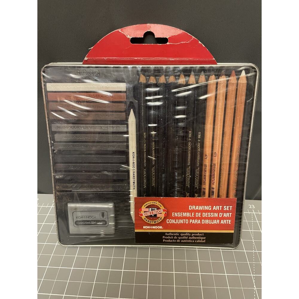 24 Pc Koh-I-Noor Gioconda Drawing Art Set Tin Sketch & Artist Case Quality